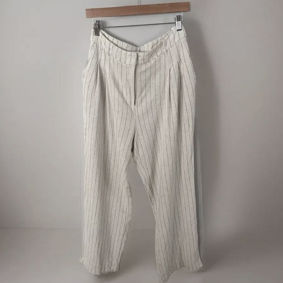 7 For All Mankind Pants - 7 For Mankind Women’s linen Blend Beige Stripe Chino Size 8